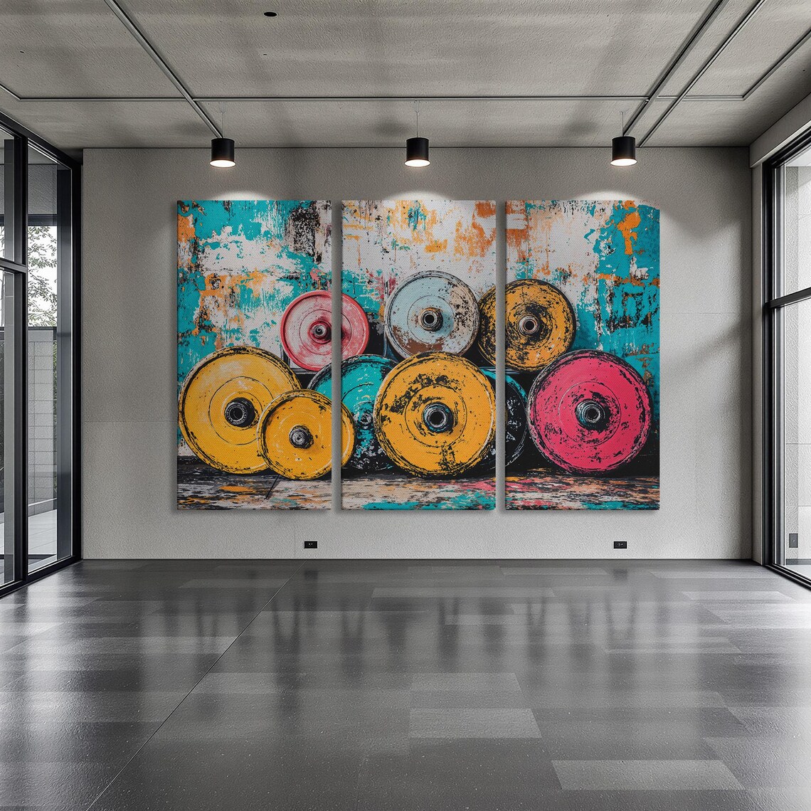Colorful Barbell Weights Gym Art Print, Workout Decor - Image 6