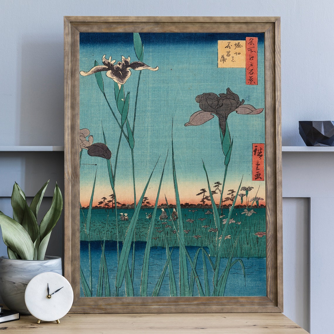 Hiroshige Iris Garden Sunset Japanese Woodblock Floral Art Poster - Image 2