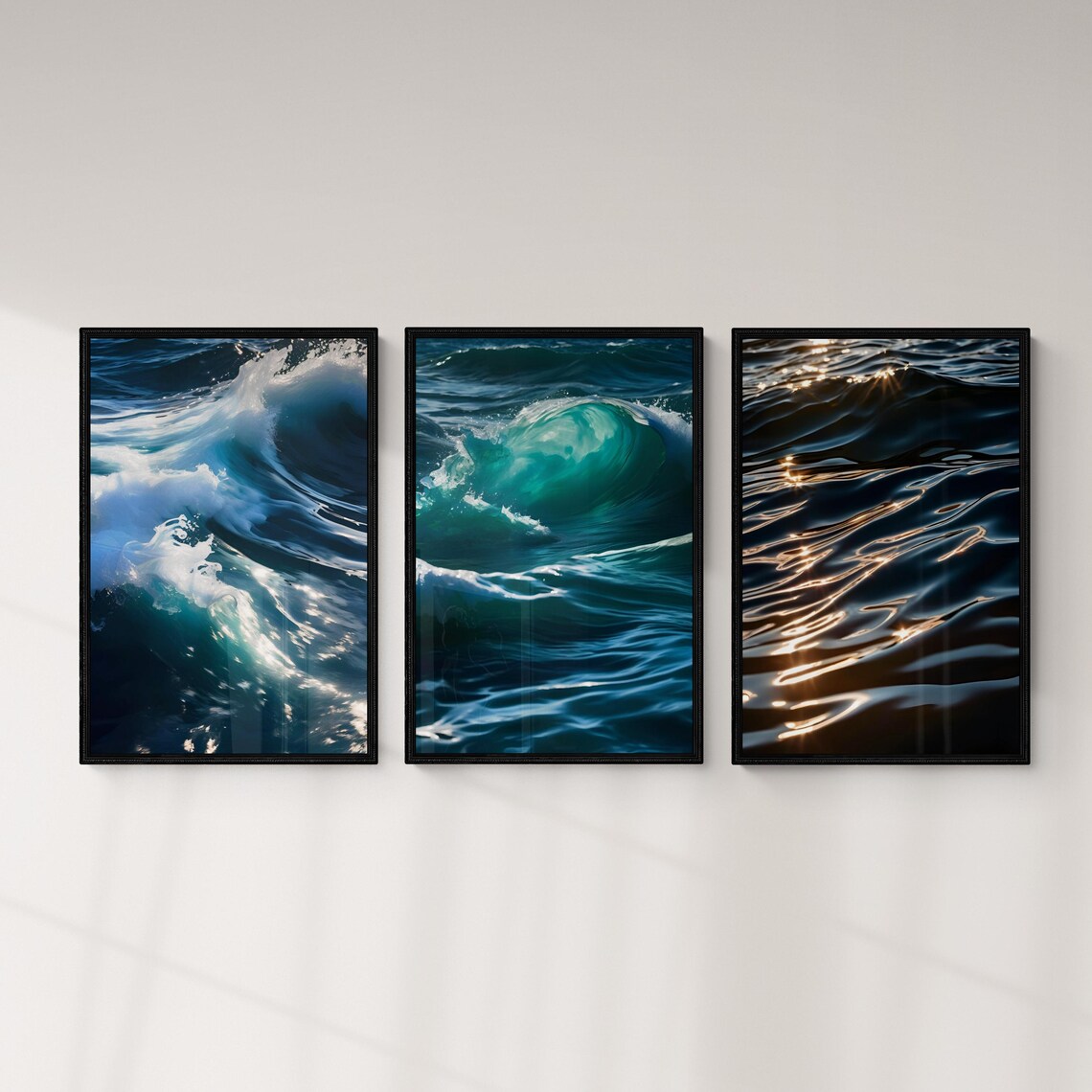 Turquoise Wave Curl Ocean Close Up Vivid Blue Sea Photography Wall Poster - Image 3