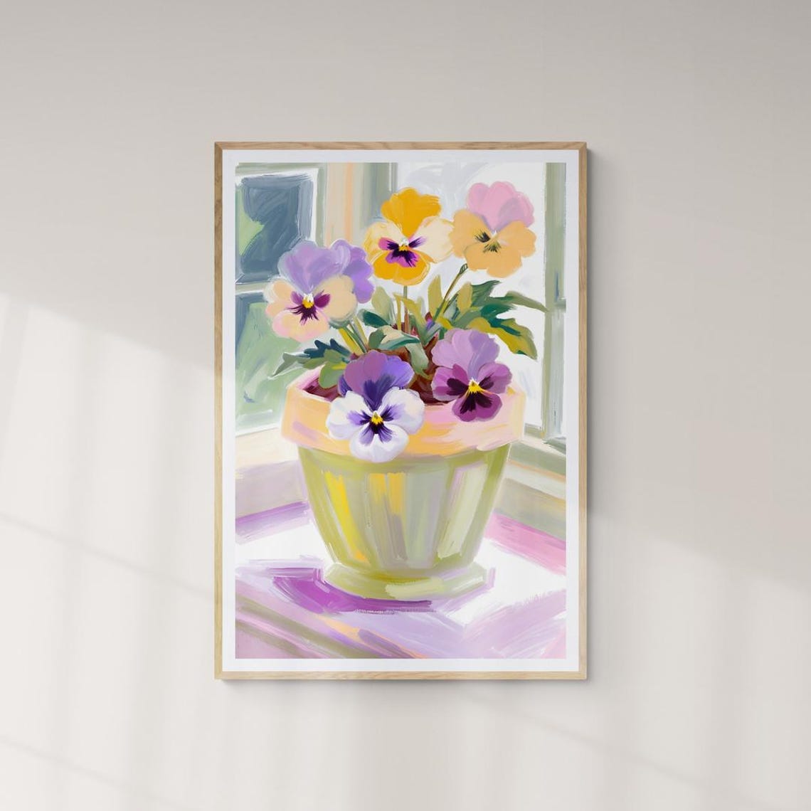 Pansy Flowers Floral Art Flower Market Art Print Abstract Painting Purple Pansy Floral Art Henri Matisse