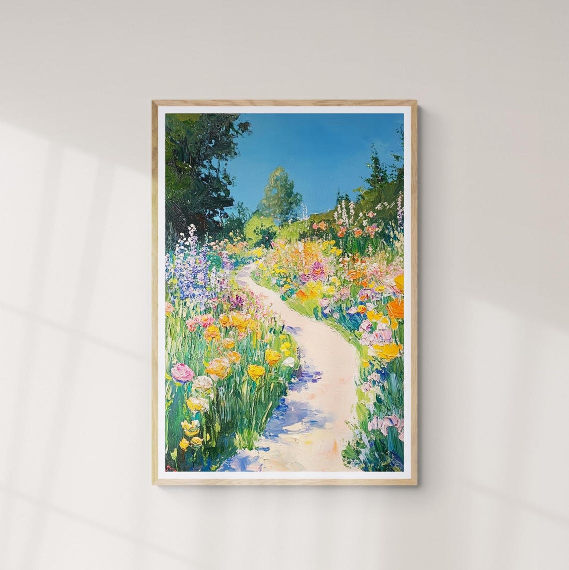 Winding Flower Garden Path Impressionist Summer Landscape Art Poster - Image 4
