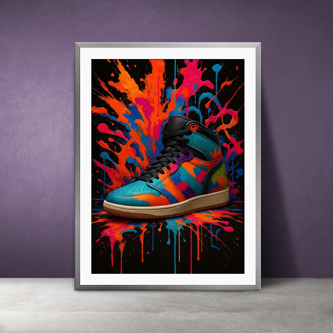 Neon Graffiti Basketball, Pop Game Room Decor