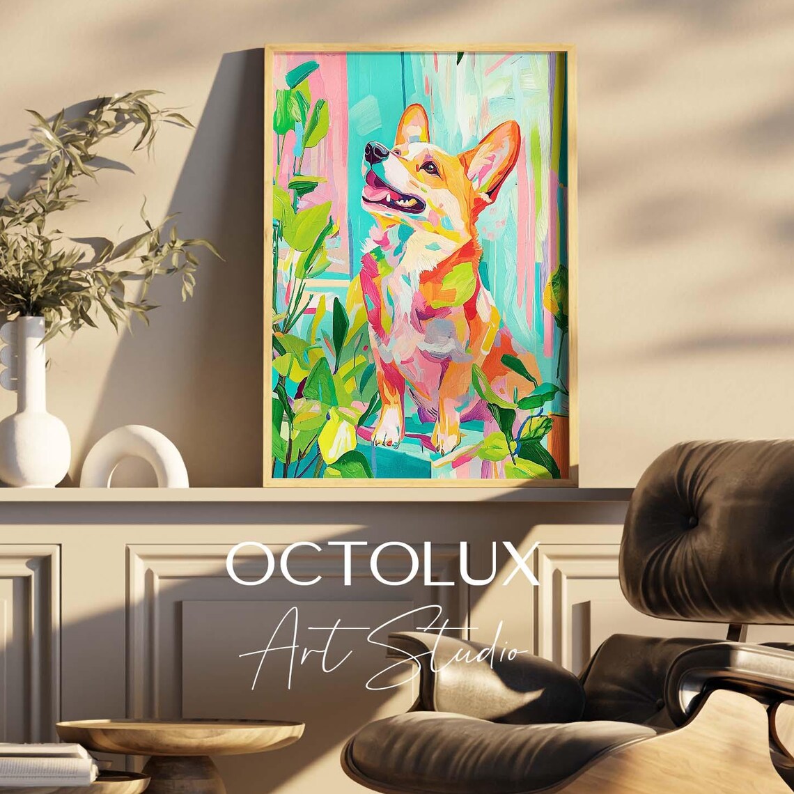 Colorful Corgi Abstract Pop Art Portrait Vibrant Rainbow Dog Poster - Image 4