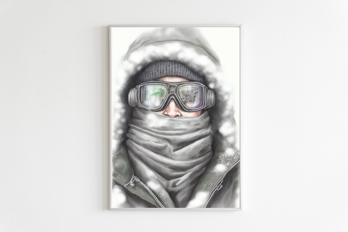Winter Explorer Goggles Scarf Closeup Frosty Ski Season Poster