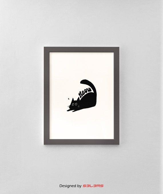 Funny Black Cat, Whimsical Lover Gift Art Print