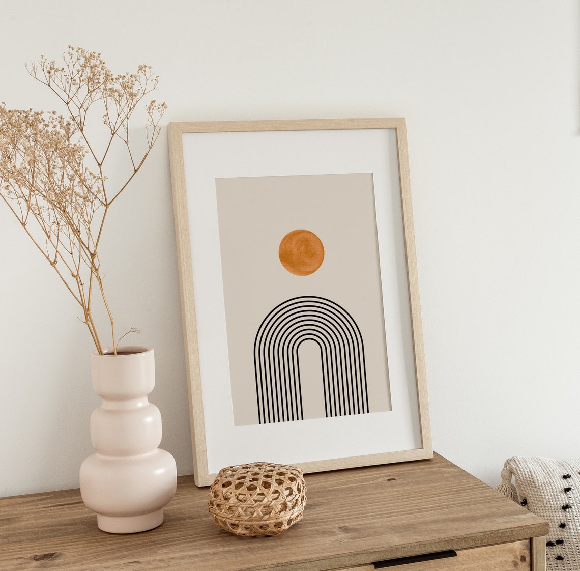 Terracotta Sun Black Rainbow Arches Minimalist Mid Century Poster - Image 2
