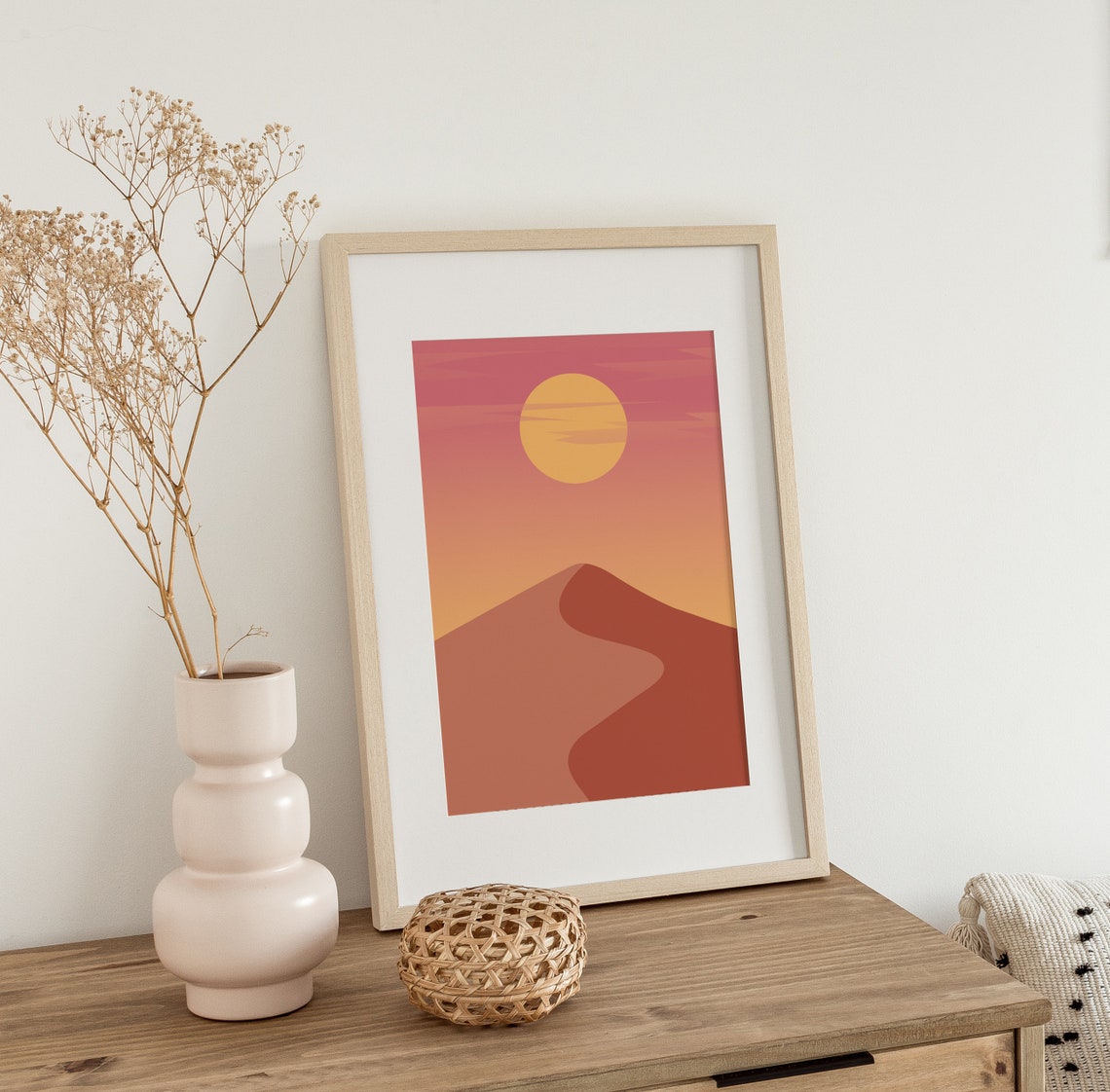 Desert Sunset Sun Dunes Gradient Warm Minimalist Boho Wall Art - Image 3