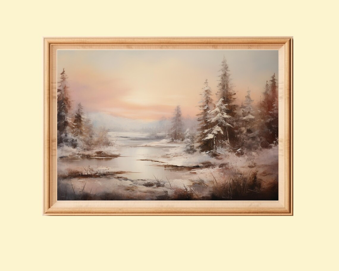 Winter Forest Art Print, Rustic Winter Landscape