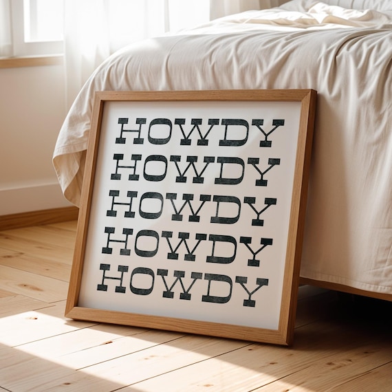 Howdy Poster Wall Decor Art Print Square Typography Art Poster For Dorm Print Fun Black And White Poster Art Gift For Kitchen Decor Artwork