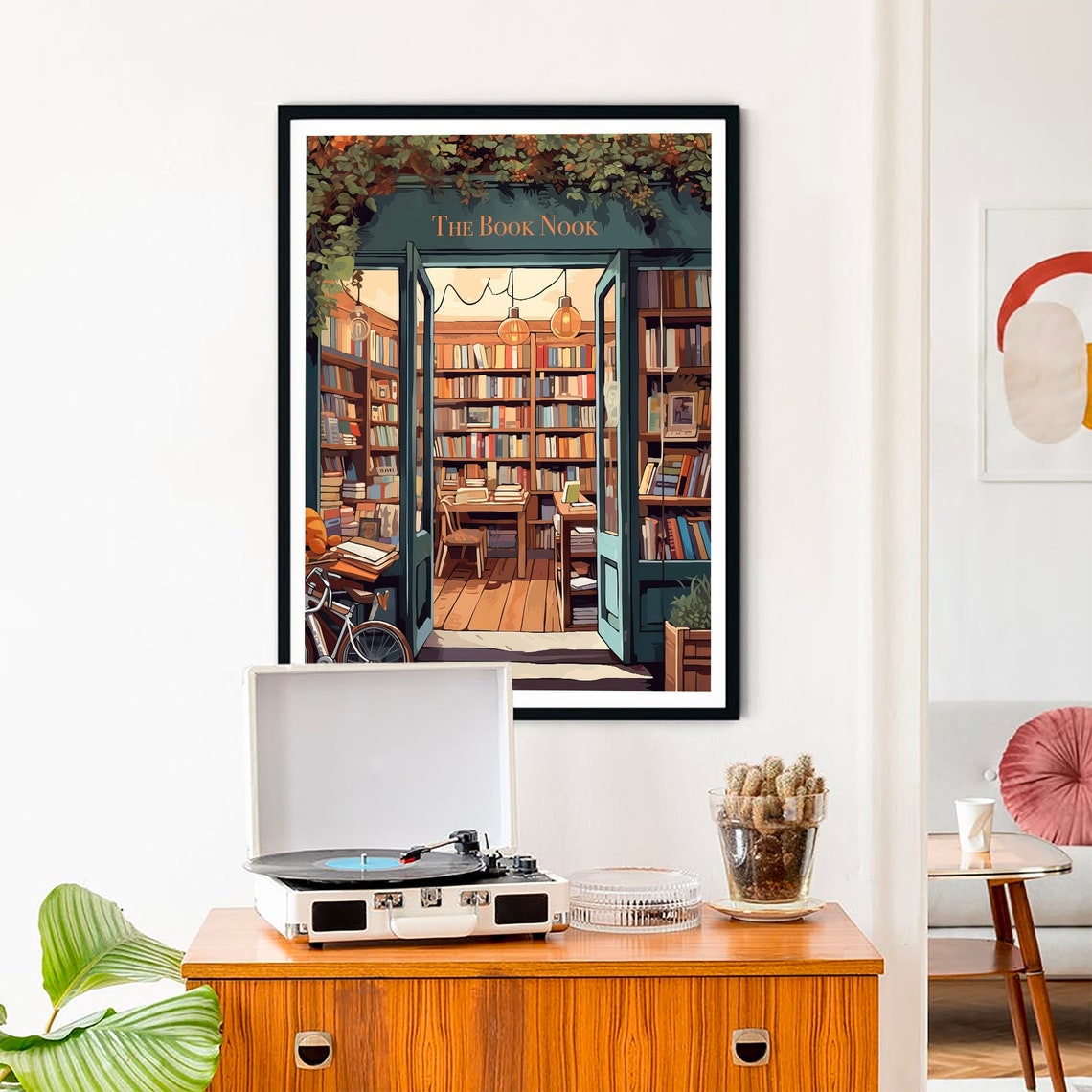 The Book Nook Cozy Bookshop Storefront Book Lover Reading Room Poster - Image 2