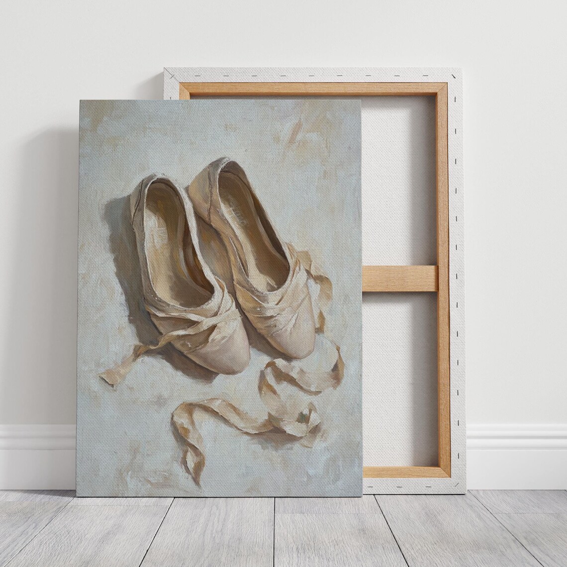 Classic Ballet Pointe Shoes With Ribbons Elegant Dance Art Print
