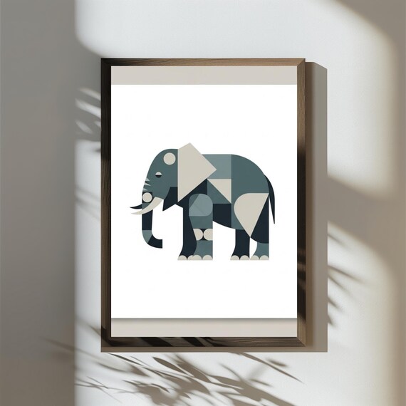 Geometric Elephant Poster Boho Home Decor Nursery Wall Art Modern Animal Print Gift For Lovers Lover