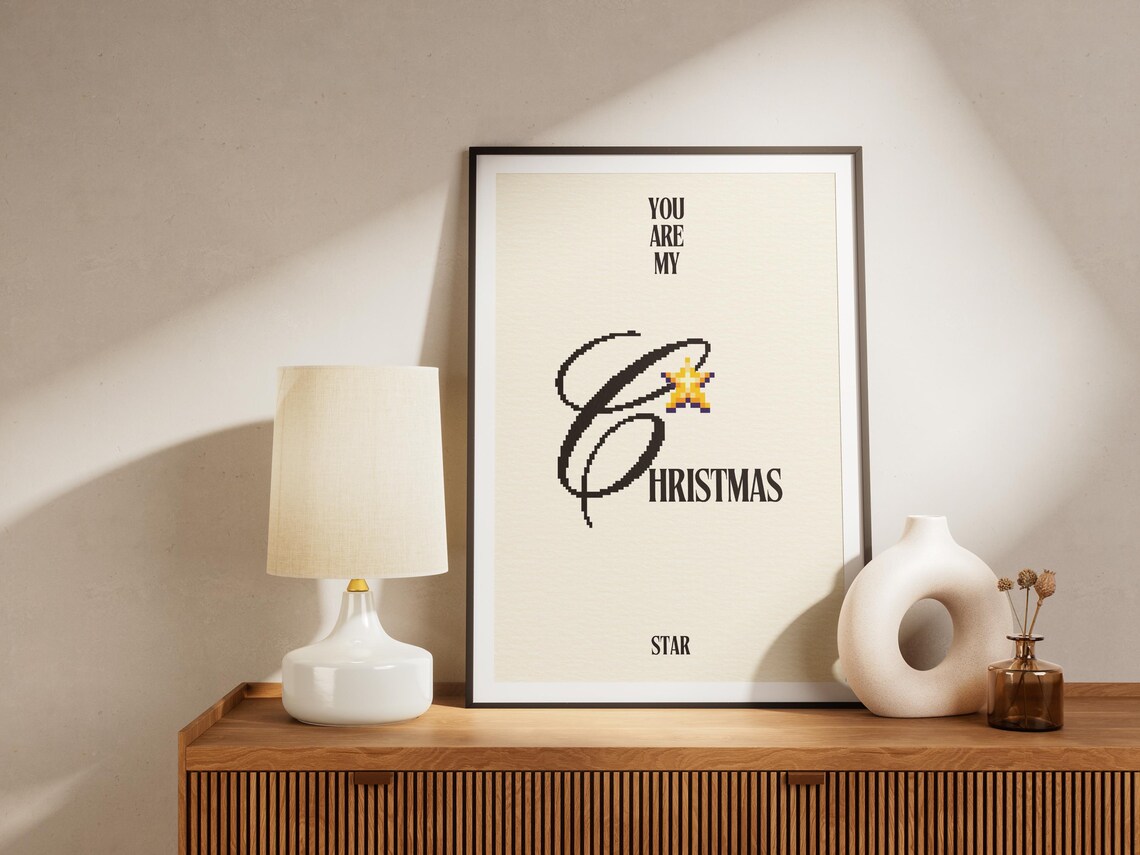 You Are My Christmas Star Pixel Script Holiday Love Quote Poster - Image 3