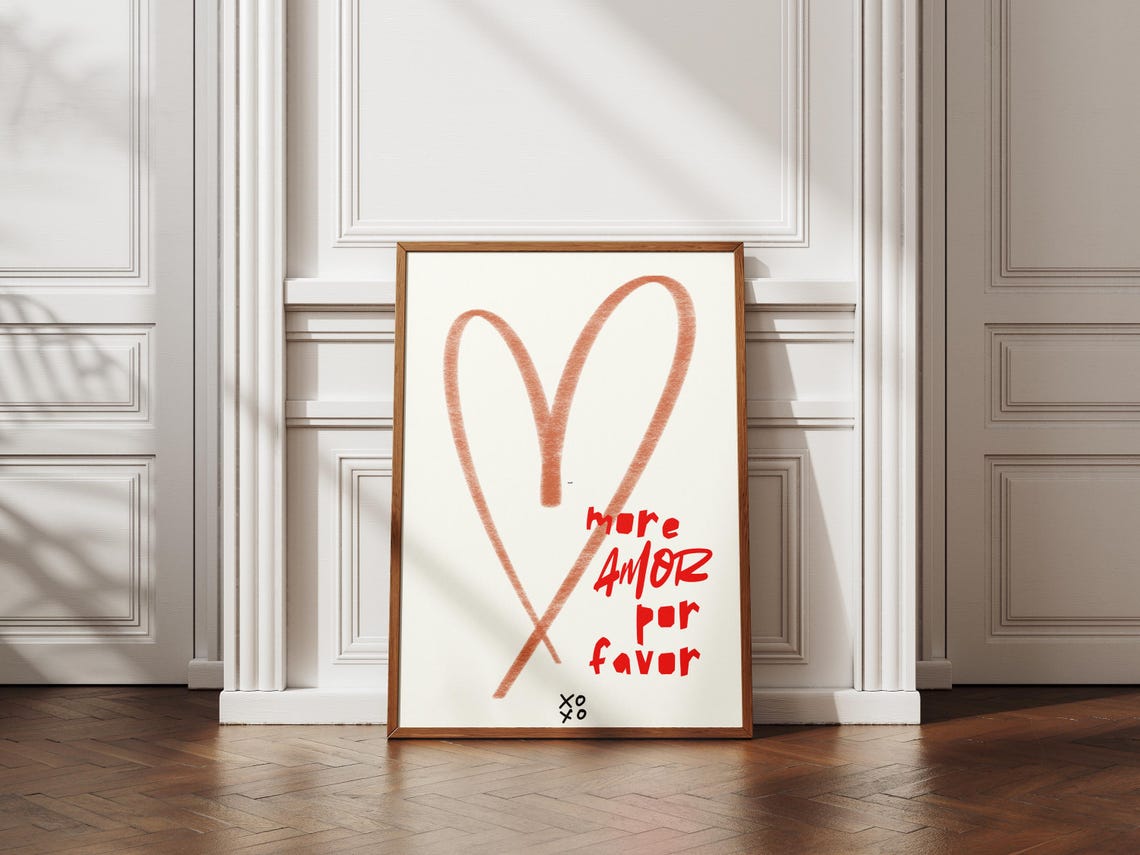 More Amor Por Favor Love Poster Trendy Living Room Decor Playing Card Quote Art Aesthetic Cute Gift Wall Art 1 Print - Image 3