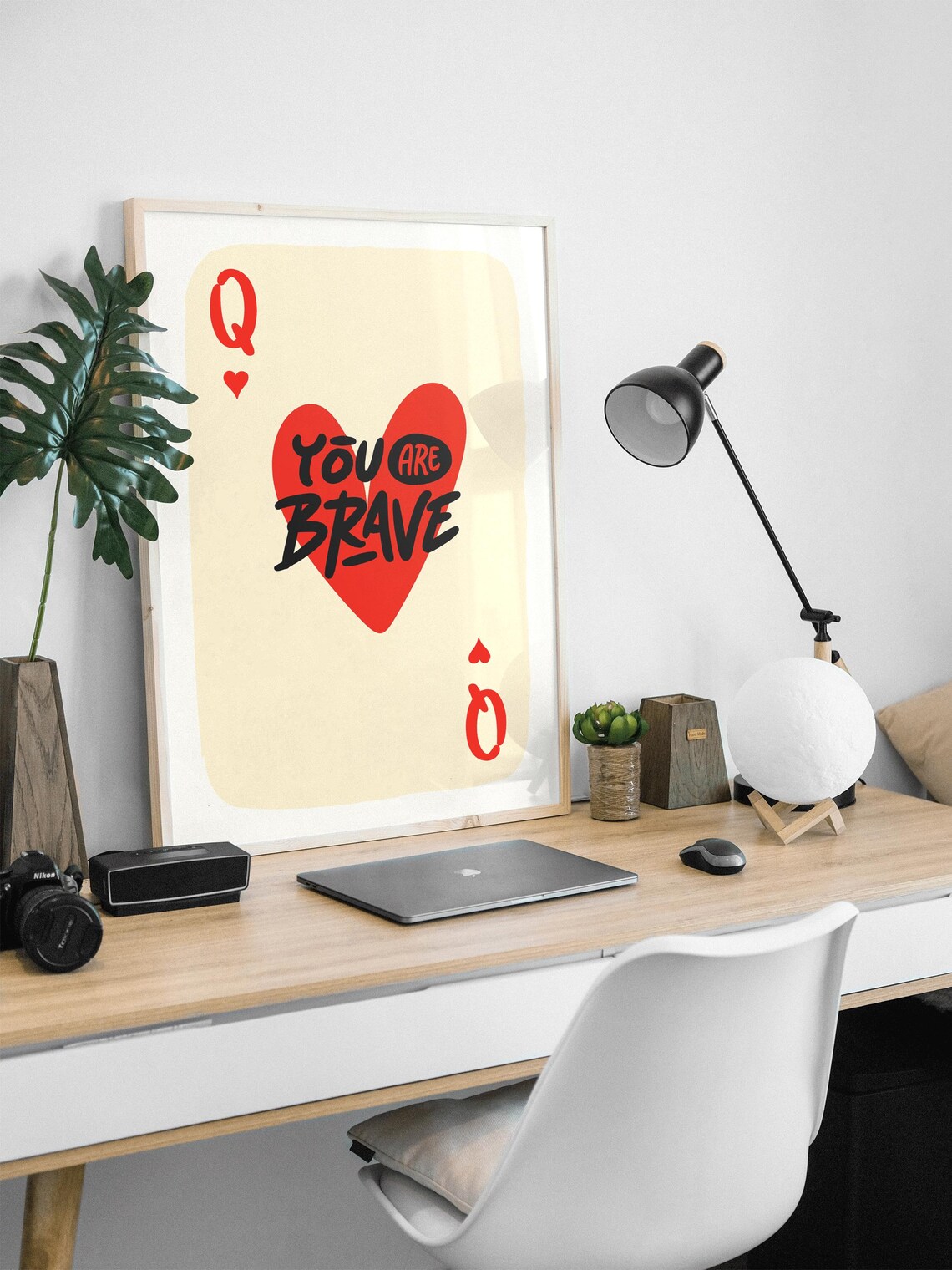 You Are Brave Queen of Hearts Playing Card Motivational Poster