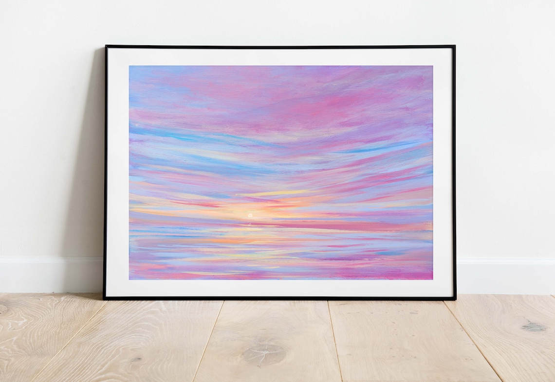 Dreamy Seascape Art Print, Pastel Ocean Painting