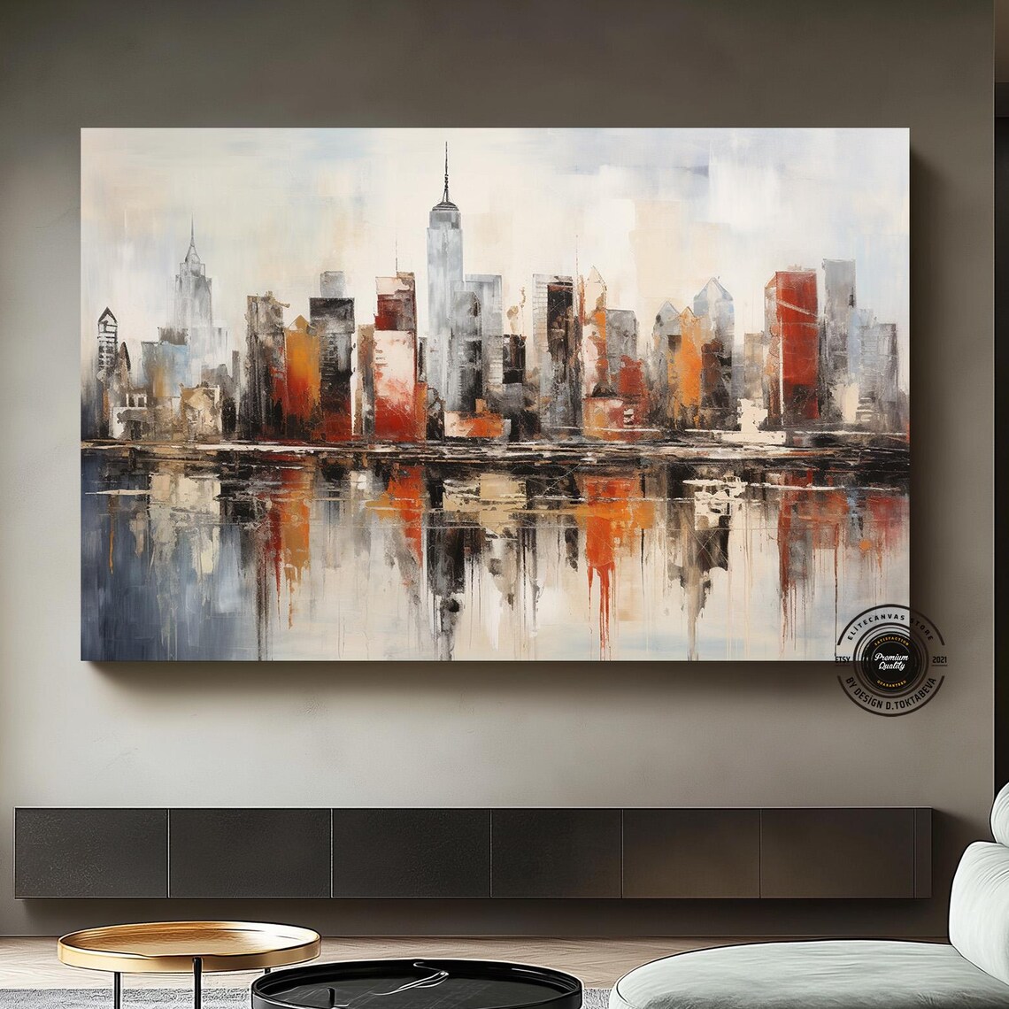 Abstract New York Skyline Art Print, Urban Style