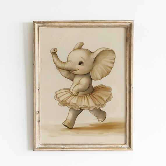 Baby Elephant Ballerina in a Lace Tutu Dancing Joyfully Poster
