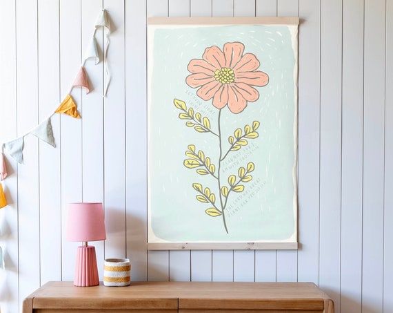 Scripture Wall Art Girls Room Flower Art Scripture Wall Decor Floral Art Girls Bedroom Fear Not Tapestry Wall Hanging Vertical 553