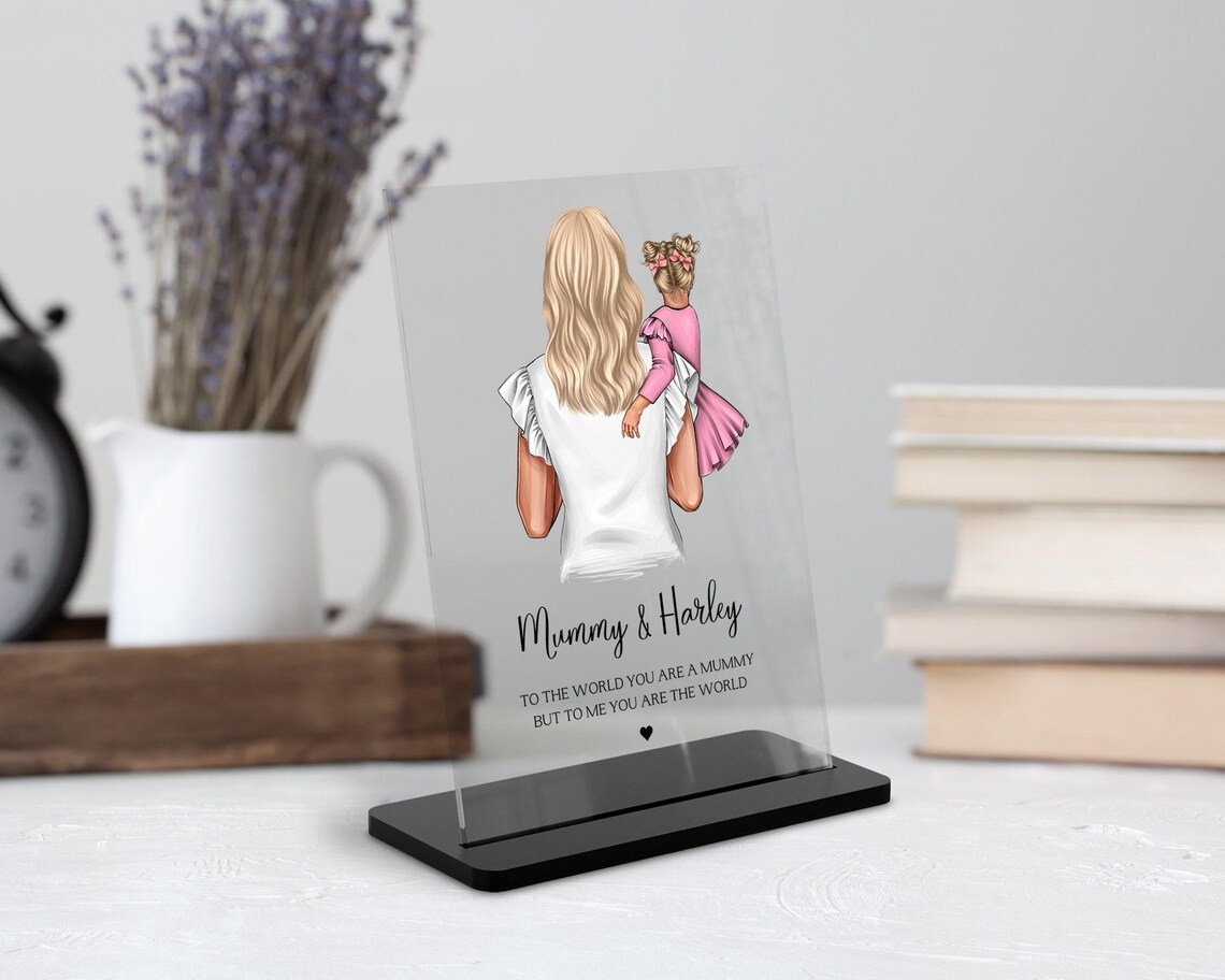 Mummy And Daughter Personalized To Me You Are The World Plaque Print