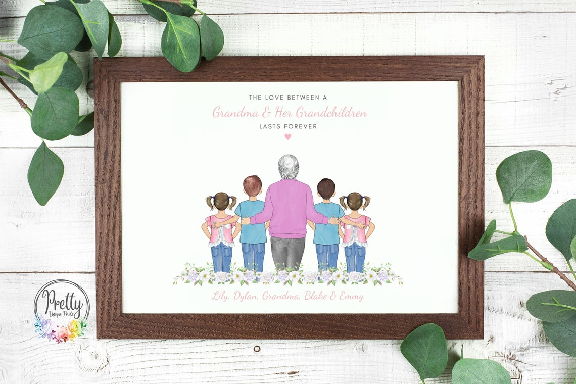 Personalised Grandma And Grandchildren Print Grandparent Family Print Personalized Grandparent Wall Art Family Gift Family Prints