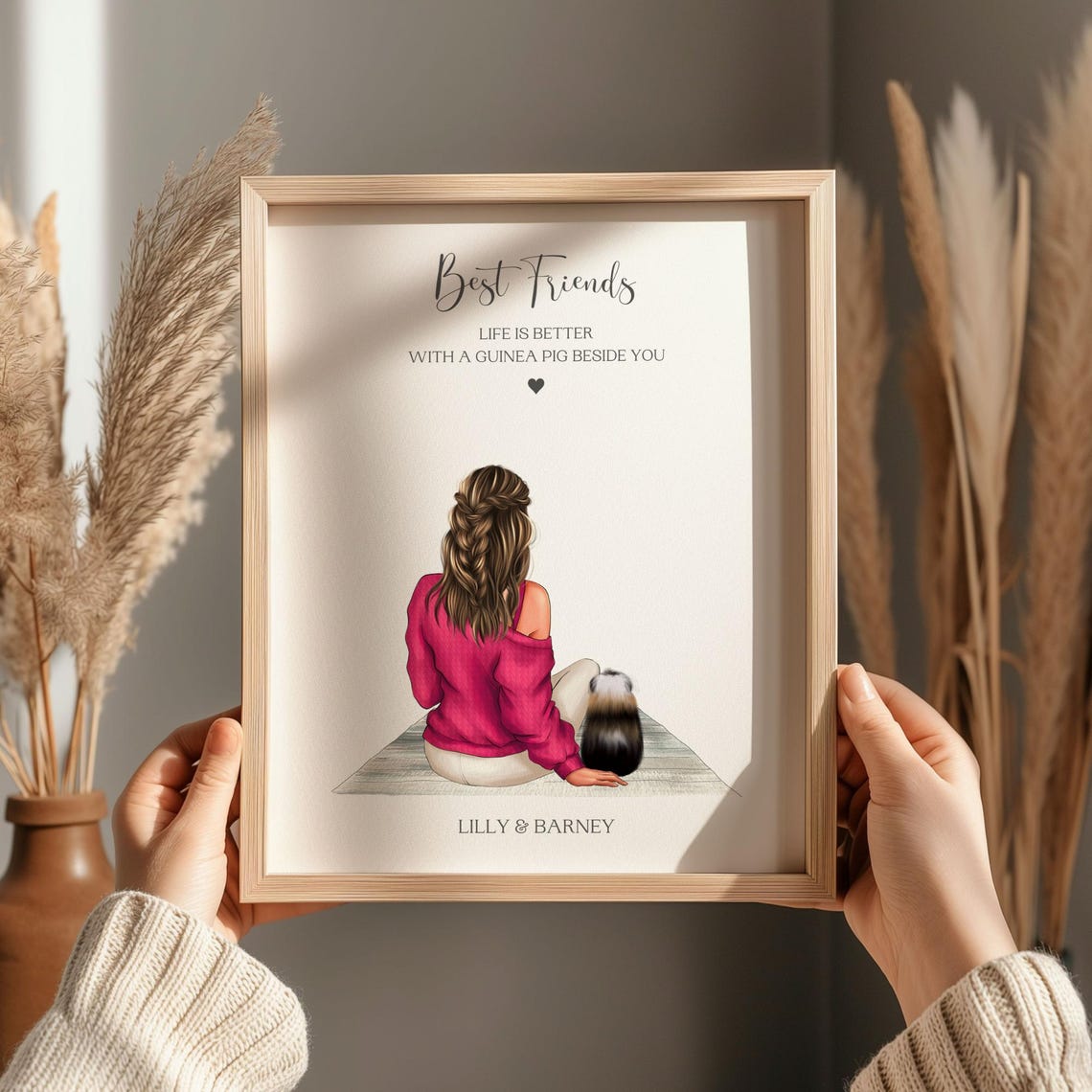 Personalised Guinea Pig Best Friends Owner Portrait Keepsake Print