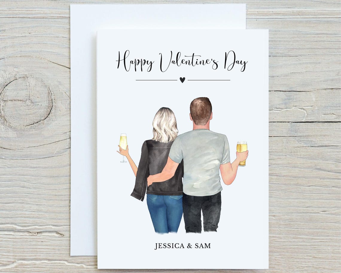 Personalised Happy Valentine's Day Couple Toast Card Keepsake Print