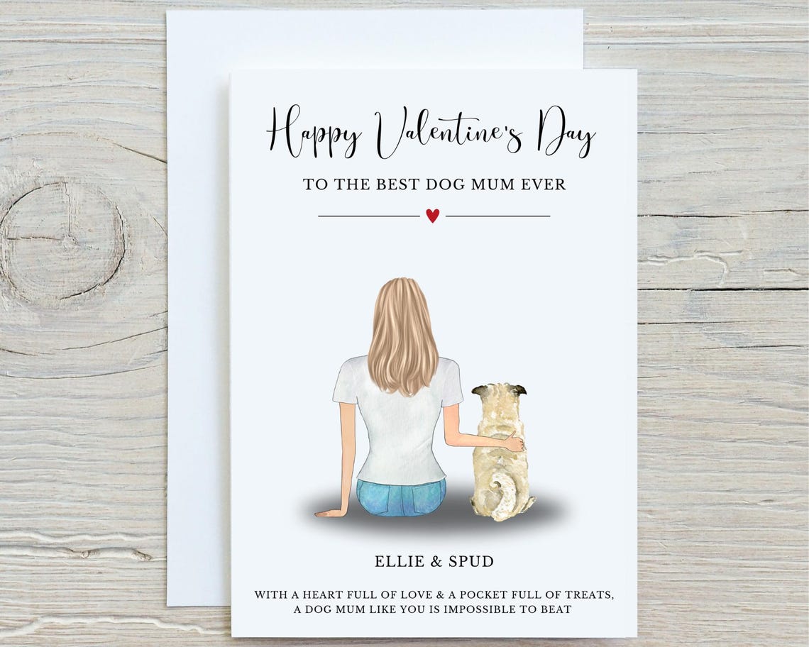 Personalized Best Dog Mum Ever Valentine's Print with Pug Poem