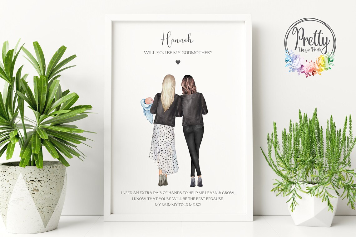 Personalized Godmother Proposal Gift Art Print