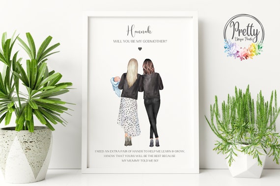 Personalized Godmother Proposal Gift Art Print