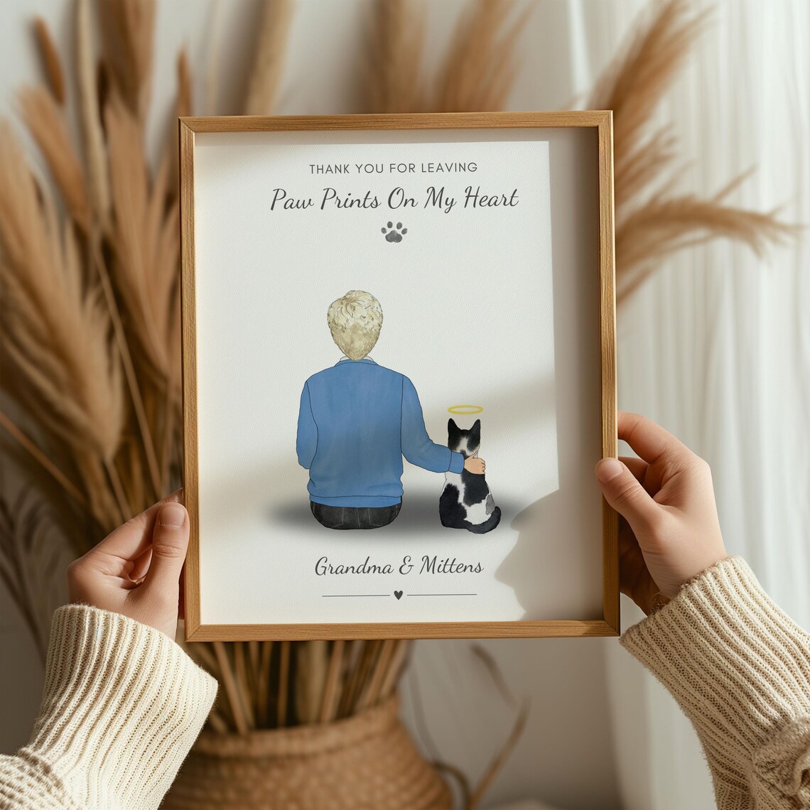 Personalised Cat Memorial Print Thank You For Leaving Paw Prints Heart