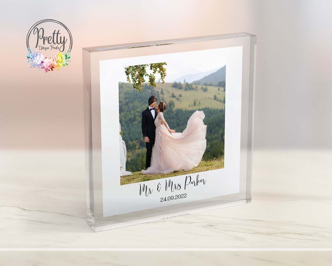 Mr And Mrs Wedding Photo Block Custom Wedding Acrylic Photo Wedding Gifts Couple Gifts Newlywed Gift Bride And Groom Photo