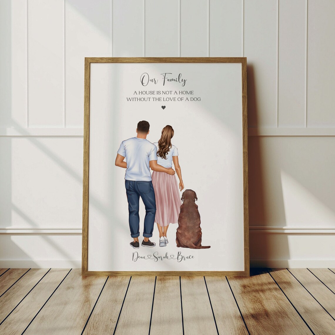 Our Family Dog Print Couple With Chocolate Labrador House Not Home Art
