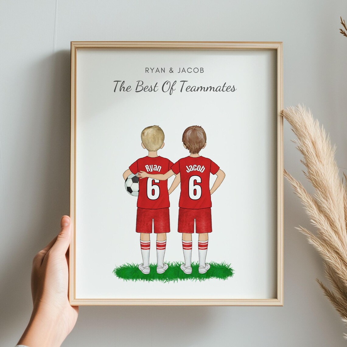 The Best of Teammates Personalised Football Boys Keepsake Print