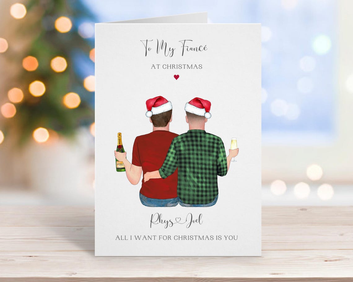 Christmas Card For Fianc Personalised Christmas Card For Partner Gay Couple Christmas Card Same Sex Couple Card To My Fianc
