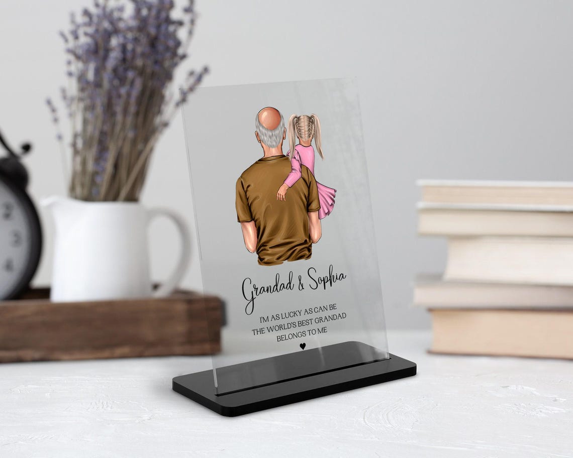 Grandad Fathers Day Gift From Granddaughter Grandad Birthday Gift Grandpa Birthday Present Grandad And Granddaughter Family Illustration