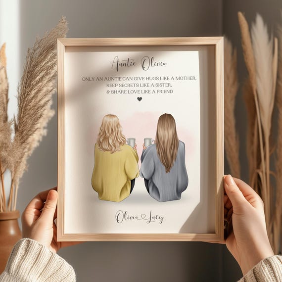 Aunty Niece Personalised Print Custom Print Aunt Gift Aunite Present Custom Present Gift For Aunty Aunt Aunite Personalised Present