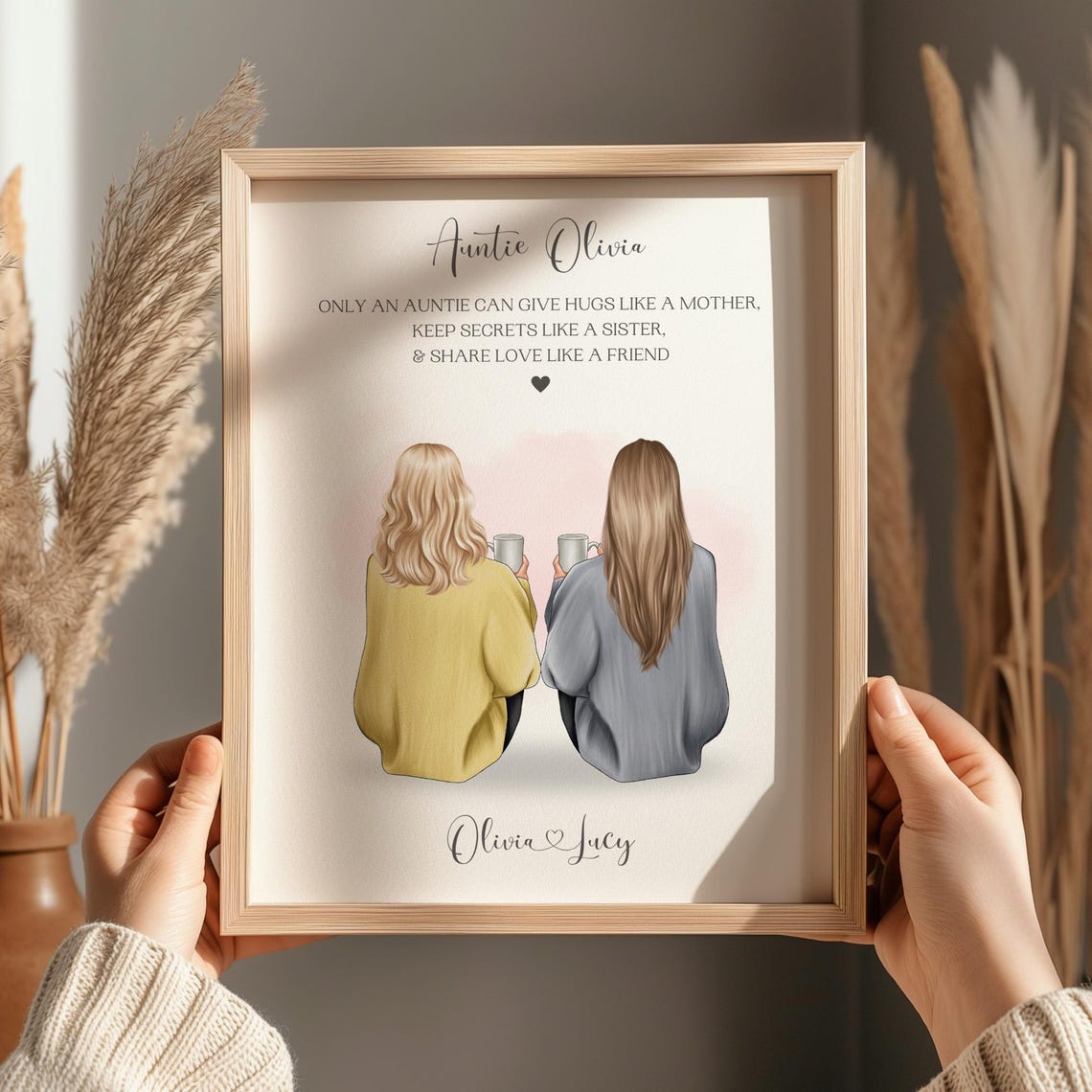 Personalised Auntie and Niece Coffee Mugs Quote Keepsake Poster