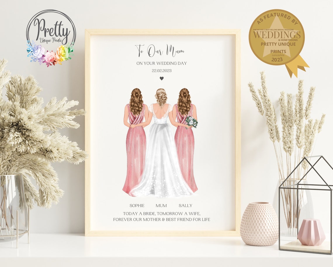 Personalised To Our Mum On Your Wedding Day Bride Keepsake Print