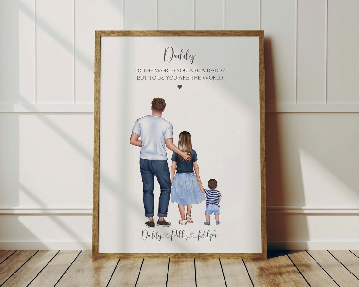 To The World You Are A Daddy Two Kids Heartfelt Poem Portrait Poster