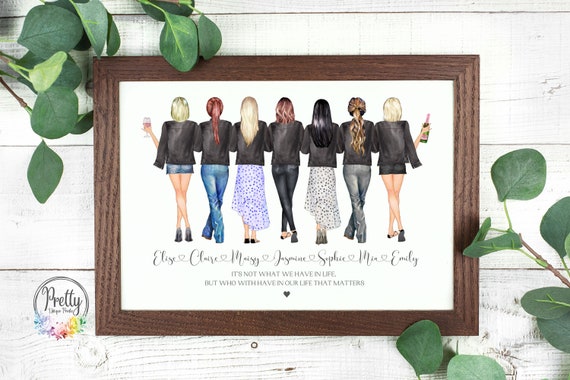 Personalised Seven Friends Best Friend Quote Illustration Print