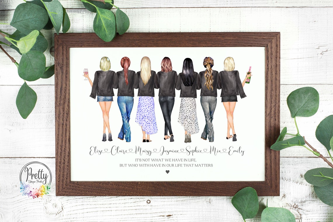 Personalised Seven Friends Best Friend Quote Illustration Print