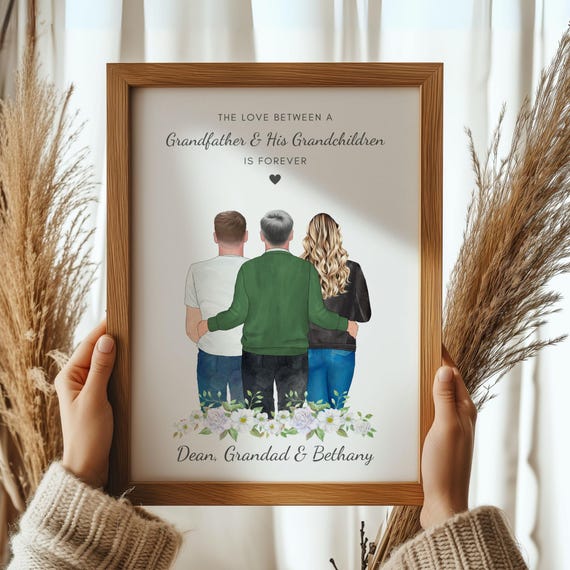 Gift For Grandad Grandad Fathers Day Gift Personalised Grandad And Grandchildren Print Grandad Birthday Gift
