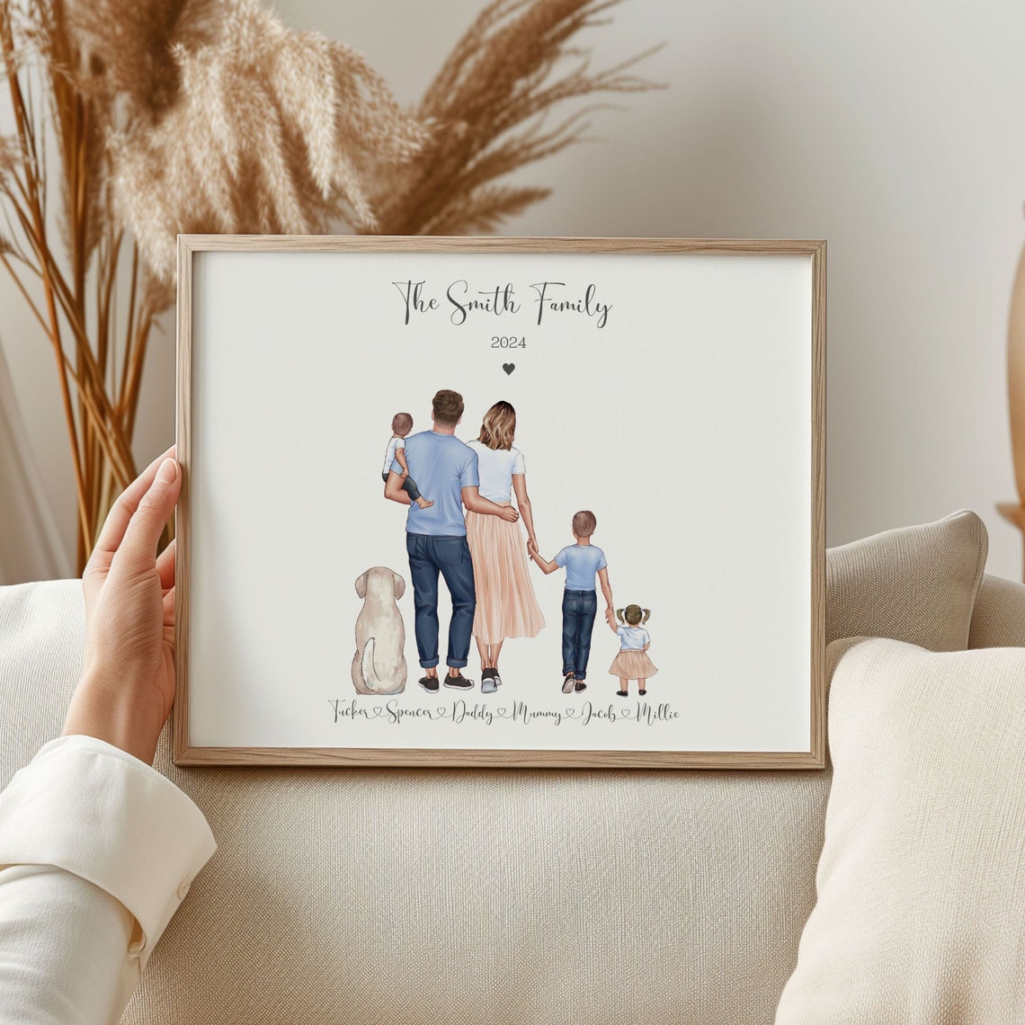 Personalised Smith Family Portrait Print Dated 2024 Keepsake