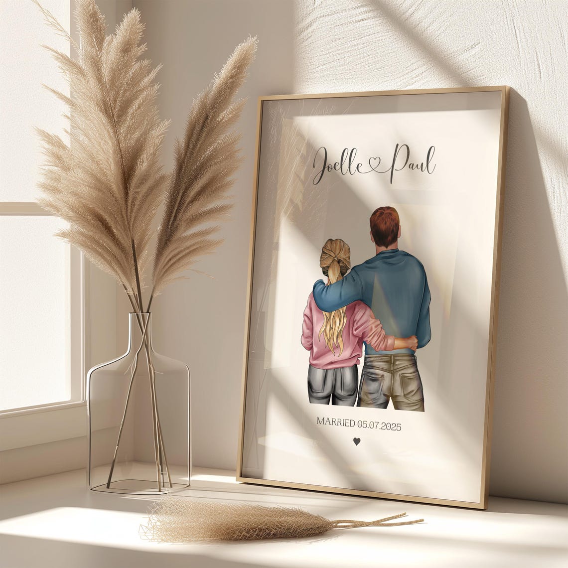 Personalised Wedding Print Married 05.07.2025 Joelle and Paul Gift