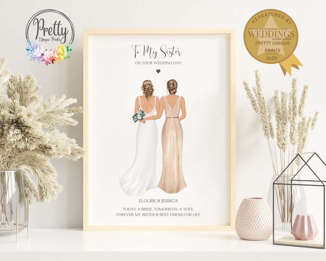 To My Sister On Your Wedding Day Bride Tribute Keepsake Print