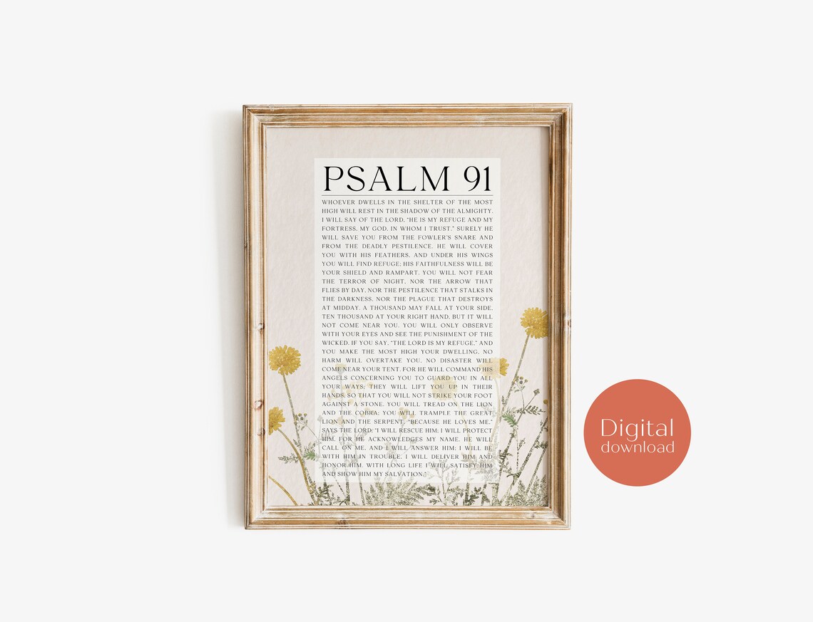 Psalm 91 Chapter Whoever Dwells in the Shelter Wildflower Art Poster - Image 2