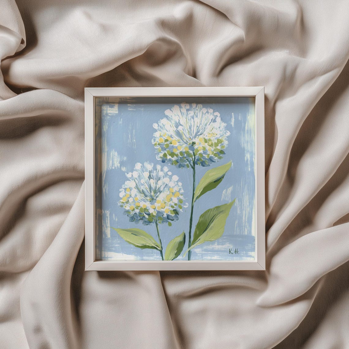 Blue White Hydrangea Blooms Chinoiserie Classic Botanical Art Print