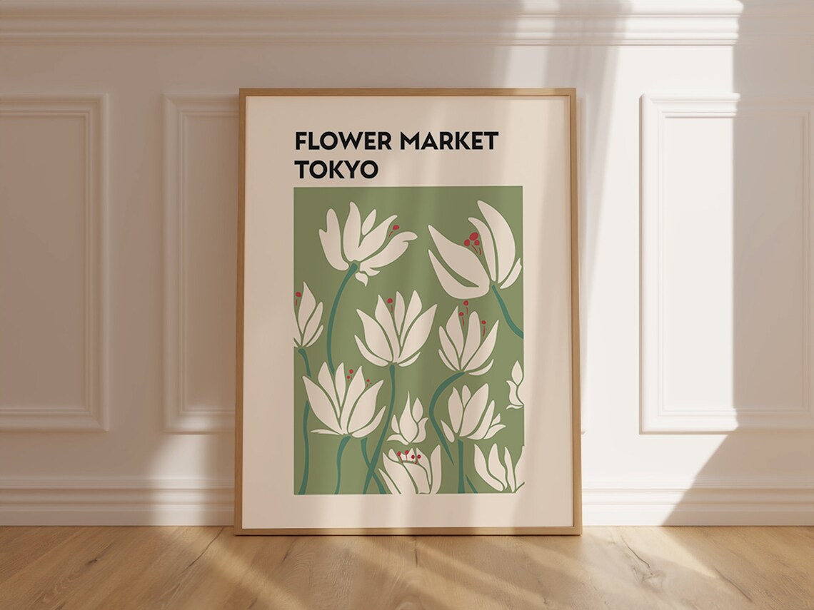 Tokyo Flower Market White Tulip Botanical Illustration Print - Image 6
