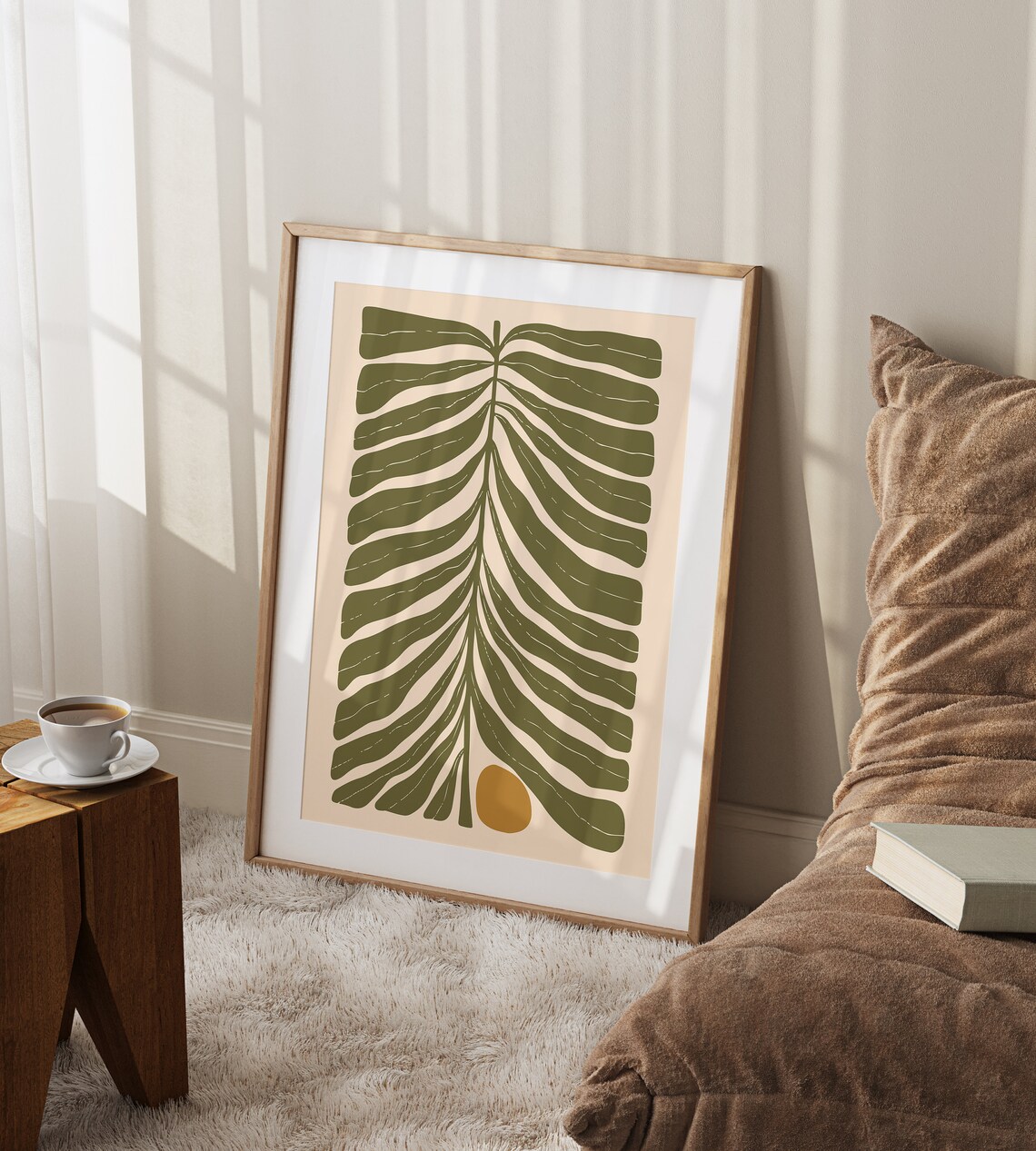 Large Green Palm Leaf Minimalist Botanical Abstract Art Print - Image 3